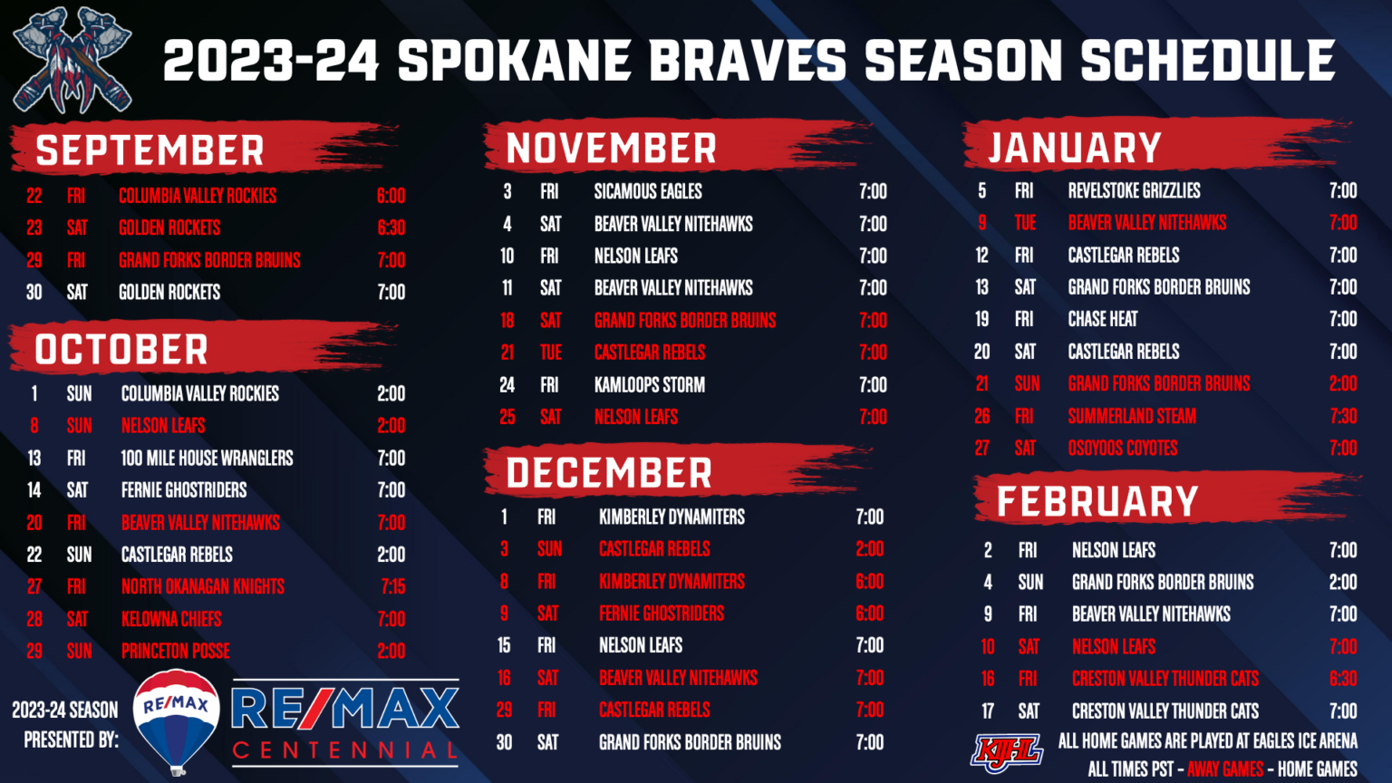 2023/2024 Schedule Release Spokane Braves